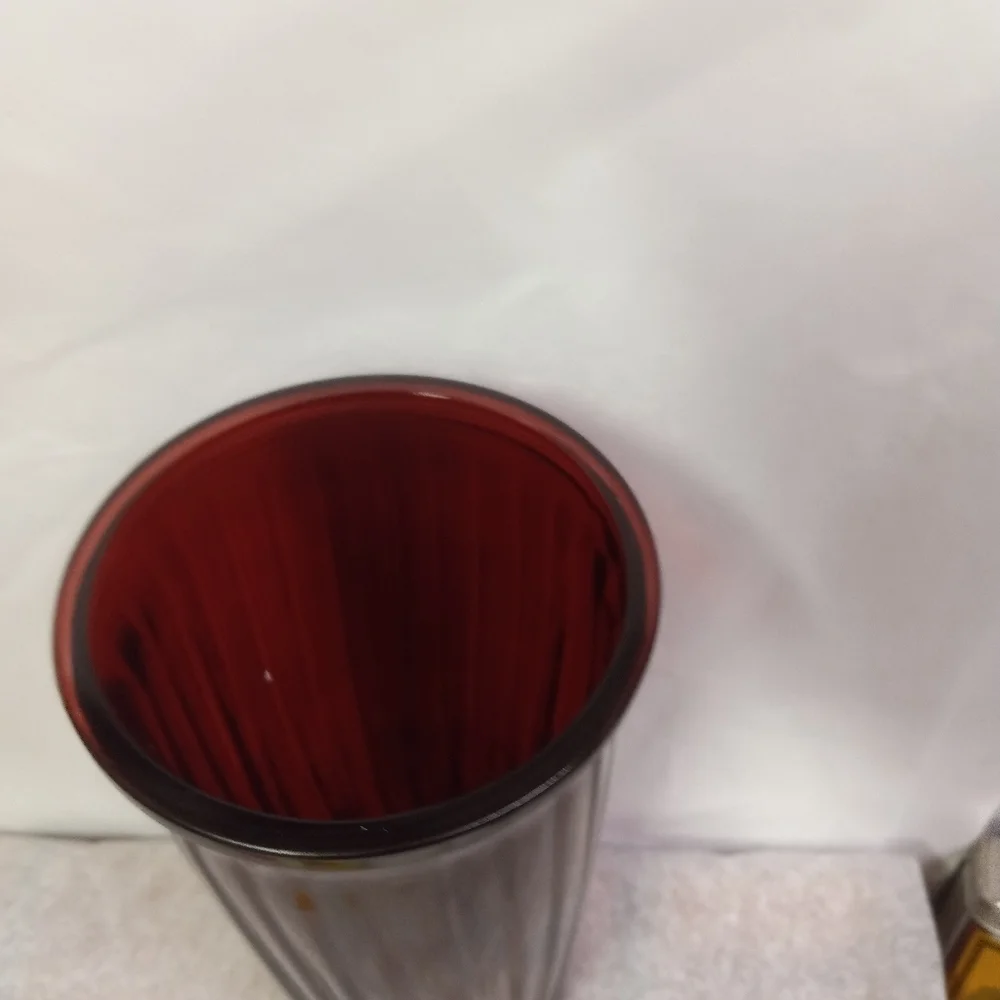VINTAGE Ribbed Vase Ruby Garnet Red Glass, Tall, Rare, Vintage Collectible